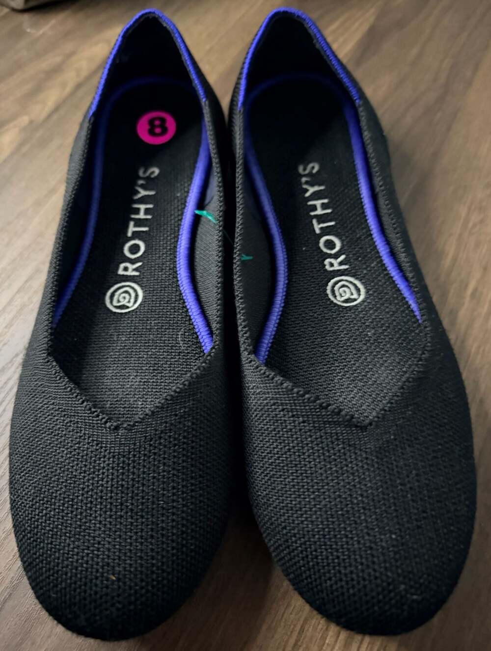 Rothy's The Flat Black Solid Round Toe Ballet Flats Women's Size 8